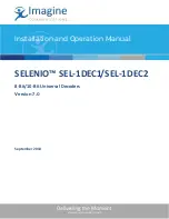 Imagine Selenio SEL-1DEC1 Installation And Operation Manual preview