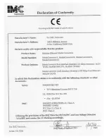 Preview for 1 page of IMC Networks MediaConverter/1 Declaration Of Conformity