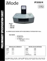 iMode Alarm Clock Radio with Docking Station for Ipod IP202UK Specification Sheet preview