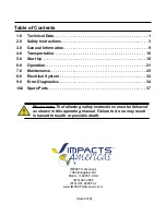 Предварительный просмотр 2 страницы Impacts S210E Operating Manual