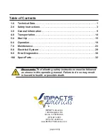 Предварительный просмотр 2 страницы Impacts STREAMER S125E Operating Manual