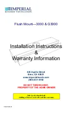 Preview for 1 page of Imperial Kitchen Ventilation 3000PS1 Installation Instructions & Warranty Information