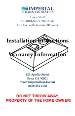 Imperial Kitchen Ventilation C2000B-8 Installation Instructions & Warranty Information preview