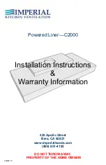 Imperial Kitchen Ventilation C2030PSSB-IS22-SS Installation Instructions & Warranty Information preview