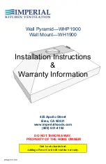 Imperial Kitchen Ventilation WH1900 Series Installation Instructions & Warranty Information preview