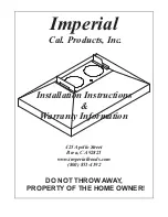 Предварительный просмотр 1 страницы Imperial 1900T-10 Installation Instructions & Warranty Information