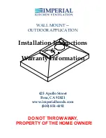 Предварительный просмотр 1 страницы Imperial WH1900 Installation Instructions & Warranty Information