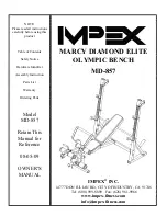 Preview for 1 page of Impex MARCY DIAMOND ELITE MD-857 Owner'S Manual