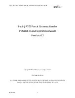 Preview for 1 page of impinj IPJ-R705-EU1 Installation And Operation Manual