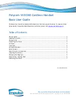 Preview for 1 page of Impulse Polycom VVX D60 Basic User'S Manual