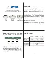 Preview for 1 page of Imtra Sigma Small Installation And Operation Manual