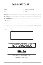 Preview for 12 page of Inalsa Micro WD10 Instruction Manual And Warranty Card