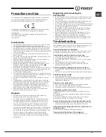 Preview for 23 page of Indesit BIAA 1 Series Operating Instructions Manual