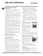 Preview for 14 page of Indesit I5ESHA U Operating Instructions Manual