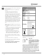 Предварительный просмотр 20 страницы Indesit I5V7H6A Operating Instructions Manual