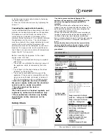 Предварительный просмотр 17 страницы Indesit I5VM1A FR Operating Instructions Manual