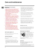 Предварительный просмотр 10 страницы Indesit I6 EVA/UK Operating Instructions Manual