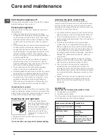 Preview for 14 page of Indesit I6VV2A/UK Operating Instructions Manual