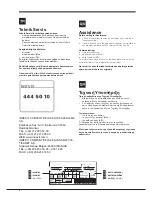 Preview for 2 page of Indesit TAAAN 6 FNF D series Operating Instructions Manual