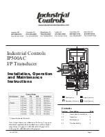 Industrial Controls IP500AC Installation, Operation And Maintenance Instructions preview