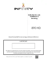 Preview for 1 page of Infinity 890 HD Instruction For User, Installation & Servicing