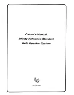 Preview for 1 page of Infinity Reference standard beta speaker system Owner'S Manual