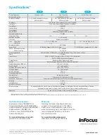 Предварительный просмотр 2 страницы InFocus in120 series Specifications