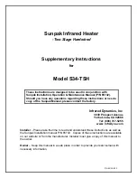 Infrared Dynamics Sunpak S34-TSH Supplementary Instructions preview
