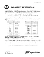 Preview for 1 page of Ingersoll-Rand 10000B20 Parts, Operation And Maintenance Manual