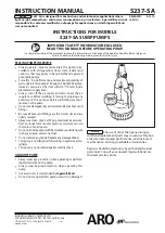 Preview for 1 page of Ingersoll-Rand ARO S237-SA Instruction Manual