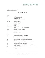 Preview for 1 page of Innovaphone IP110 Technical Specifications