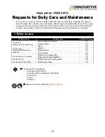 Innovative JFX200-2513 Requests For Daily Care And Maintenance предпросмотр