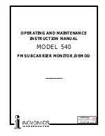 Preview for 1 page of Inovonics 540 Operating And Maintenance Instruction Manual