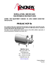 Preview for 1 page of INOXPA PROLAC HCP Ex Installation, Service And Maintenance Instructions