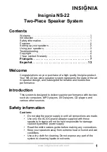 Preview for 3 page of Insignia NS-22 - 2.0 Amplified Speaker System User Manual