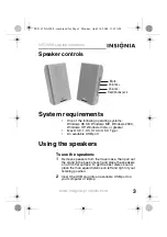 Preview for 5 page of Insignia NS-2908 - 2.0 Portable USB Speaker System 2 PC User Manual