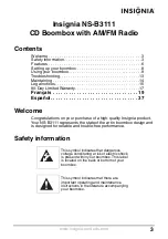 Preview for 3 page of Insignia NS-B3111 User Manual