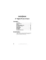 Предварительный просмотр 2 страницы Insignia NS- DPF0812W User Manual