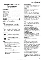 Предварительный просмотр 3 страницы Insignia NS-LCD15 - 15" LCD TV User Manual