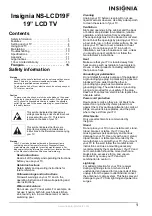 Preview for 3 page of Insignia NS-LCD19F User Manual