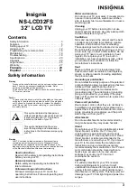 Preview for 3 page of Insignia NS-LCD32FS User Manual