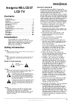 Preview for 3 page of Insignia NS-LCD37 - 37" LCD TV User Manual