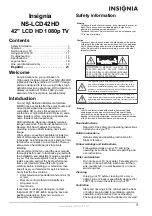 Предварительный просмотр 3 страницы Insignia NS-LCD42HD - 42" LCD TV User Manual