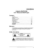 Предварительный просмотр 3 страницы Insignia NS-PDVD8 User Manual