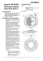 Preview for 3 page of Insignia NS-S6501 (Spanish) Guía Del Usuario