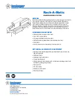 Preview for 1 page of Insinger Rack-A-Matic Specifications