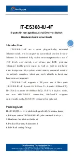 Preview for 1 page of Intellisystem IT-ES308-IU-4F Hardware Installation Manual