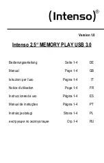 Intenso 2,5" MEMORY BOARD Operating Instructions Manual предпросмотр