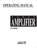 Inter-m PA-920D Operating Manual preview