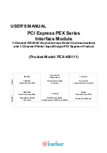 Preview for 1 page of Interface PEX-400111 User Manual